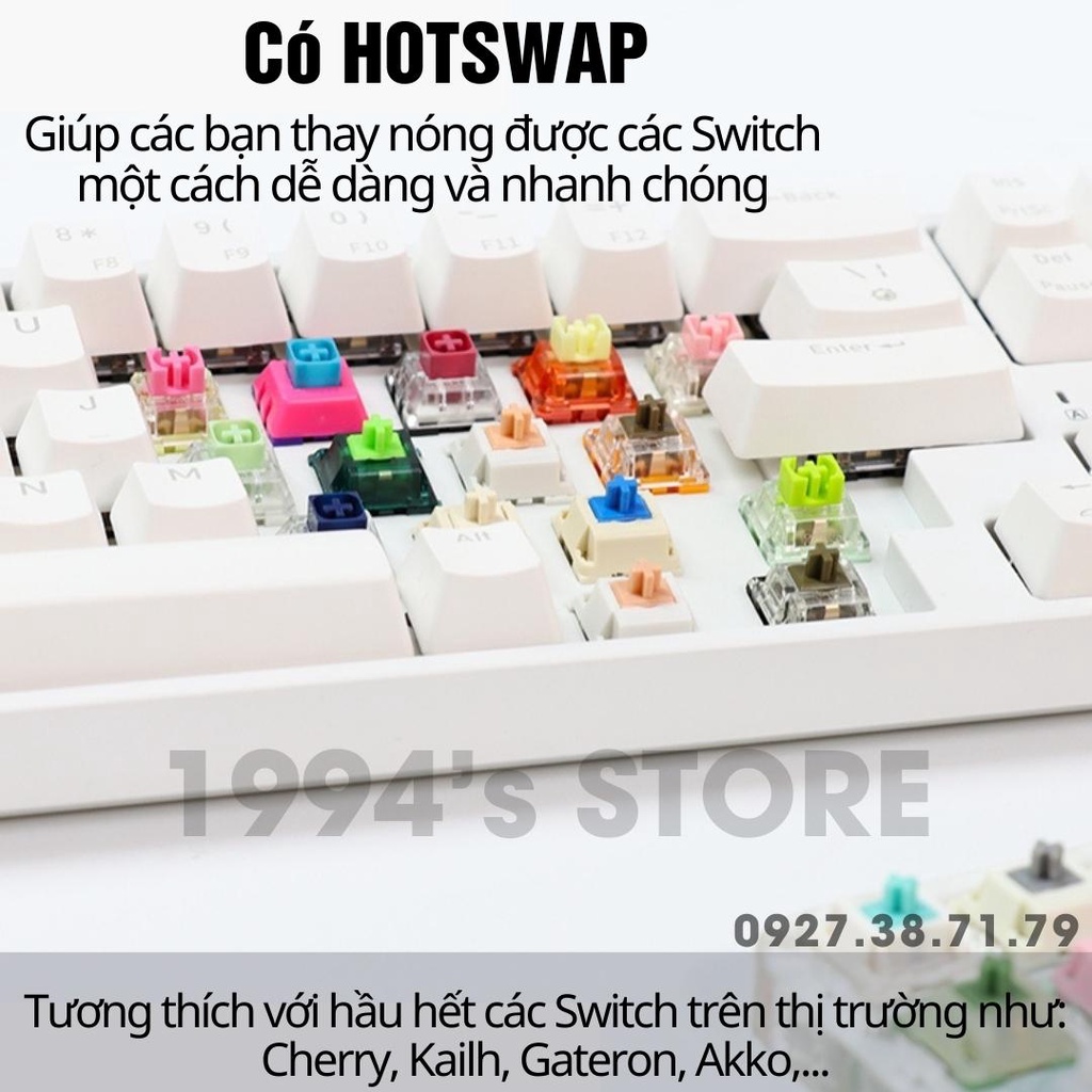 RK68 Plus/RK871 VERSION 4.0 HOTSWAP - Bàn phím cơ không dây - Bluetooth 5.1 - Wireless 2.4G - Type C - Phần mềm Macro