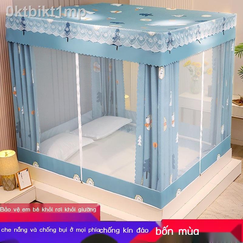 Giường ngồi dây kéo lưới chống muỗi màn nhà giường một mảnh che nắng 1,8m mã hóa chống bụi 1,2m1,5m phong cách công chúa