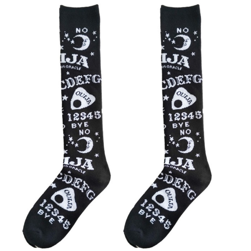 Tất cao đến đầu gối phong cách gothic punk Harajuku in họa tiết trăng sao và chữ cái sành điệu cho nữ | BigBuy360 - bigbuy360.vn