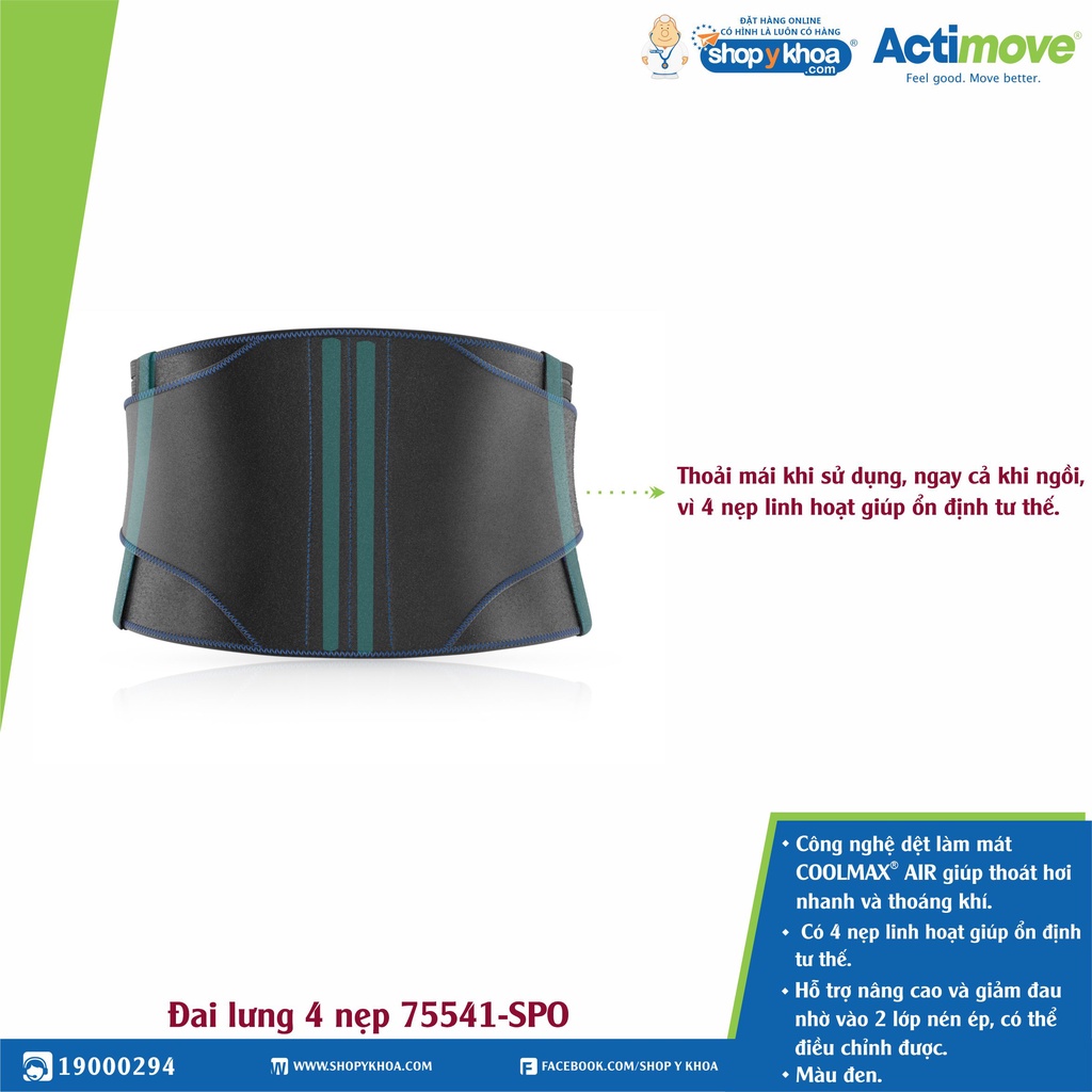 [CÓ QUÀ TẶNG] Đai lưng 4 nẹp 75541-SPO Actimove Back Support