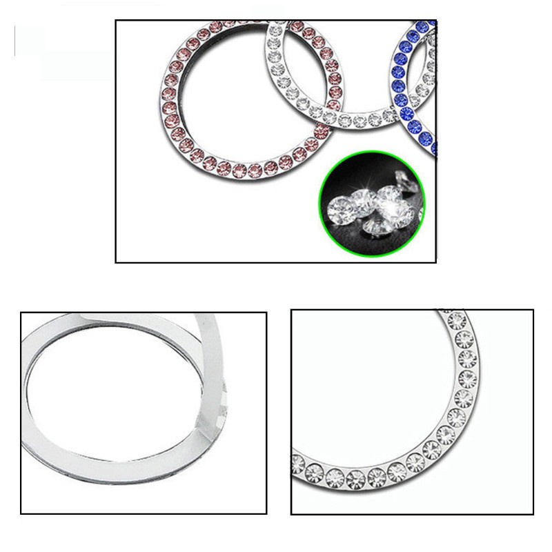 SUN Automobiles Start Switch Button Decorative Diamond Rhinestone Ring Circle Trim for Car SUV Sparkling Decorative