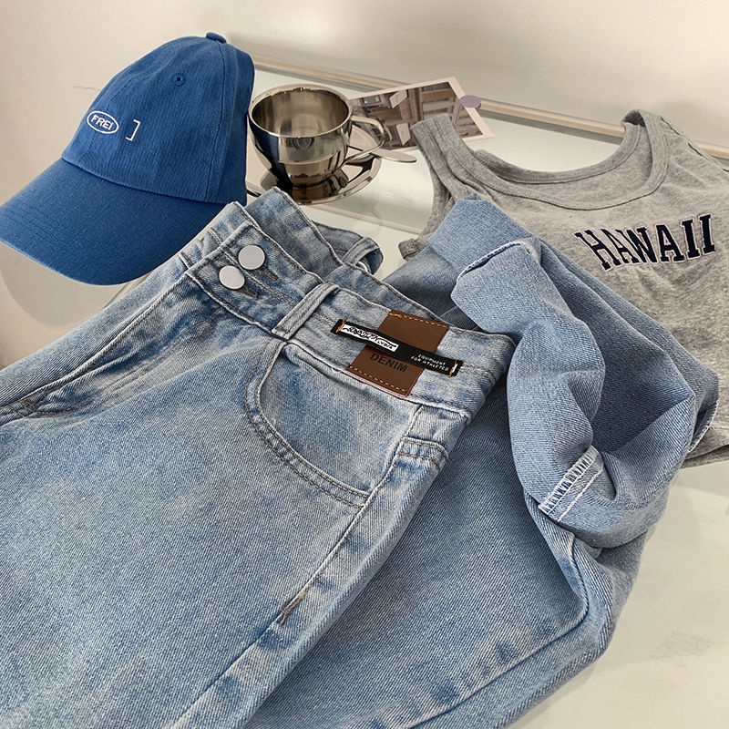 Quần Jean Nữ Ống Rộng Lưng Cao Thời Trang Mùa Thu Mới