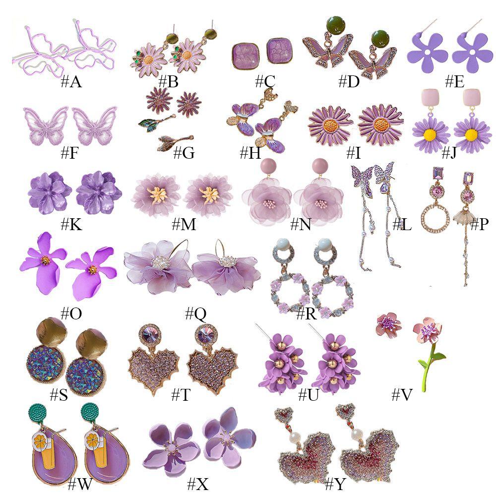 1 Khuyên Tai Nữ Dáng Dài Họa Tiết Hoa Cúc Và Bướm Thời Trang