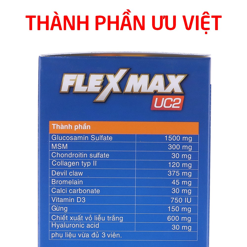 Viên xương khớp Glucosamine 1500mg giảm đau nhức xương khớp Flexmax - Hộp 60 viên chuẩn GMP Bộ Y Tế