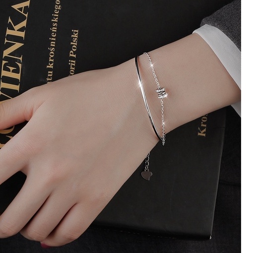 Vòng tay bạc ý 925 vòng tròn lắc tay 2 lớp