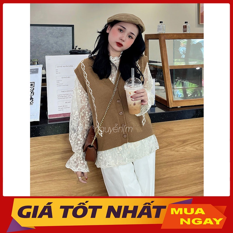 Sét Áo Gile Phối Sơ Mi Ren Cực Xinh M519