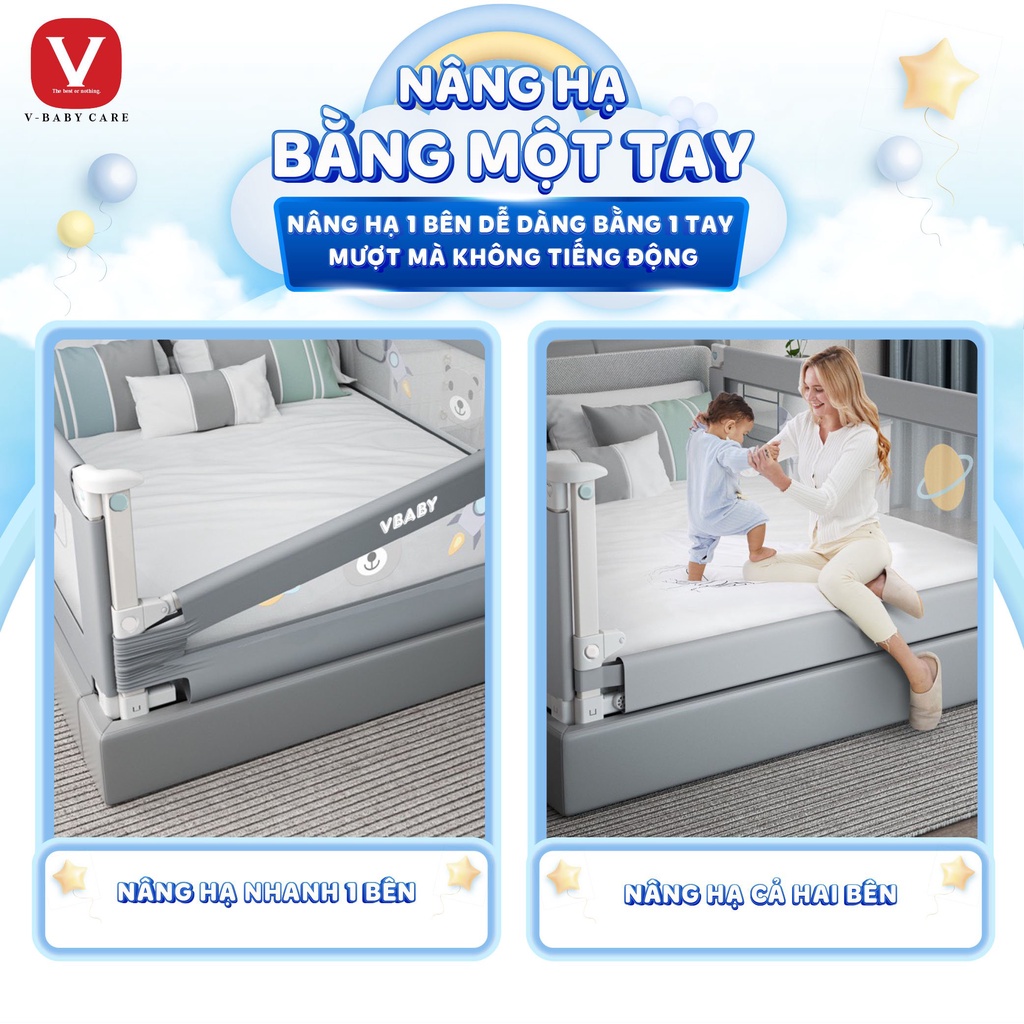 Thanh chắn giường Nhật Bản V-BABY NV01, N1S & NV02 hàng cao cấp (1 THANH CHẮN 1 MẶT)