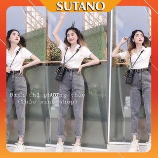 Quần jeans nữ , quần baggy bò lưng cao vải dày đẹp Q455 SUTANO