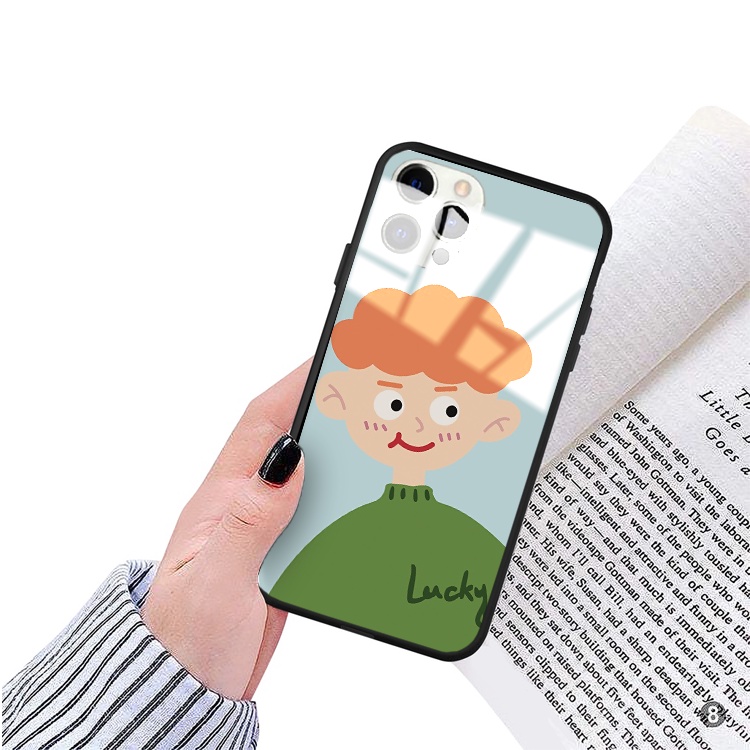 Ốp iphone kính cường lực Cặp đôi Lucky Happy cho 11/11pro/11promax/xsmax/xr/x/7plus/6/7/8/plus/12 pro max/13pro max-k361