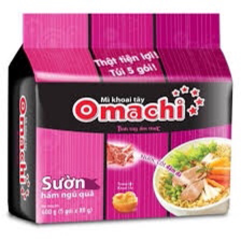 Bịch 5 gói mì khoai  tây Omachi xốt bò hầm/ sườn hầm ngủ quả/ tôm chua cay