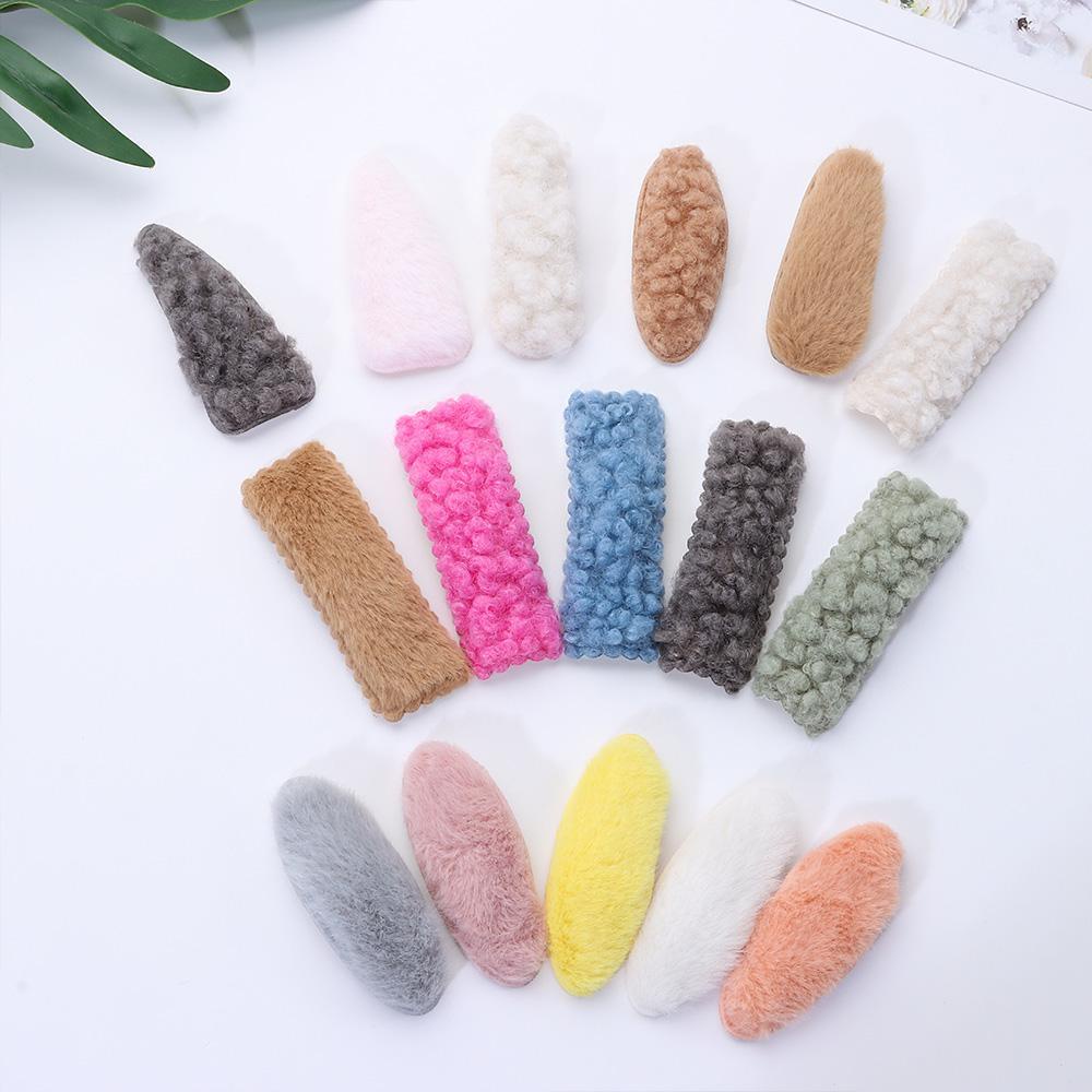 Kẹp Tóc Lông Cừu Mềm Mại Họa Tiết Hình Học Ngọt Ngào Cho Nữ