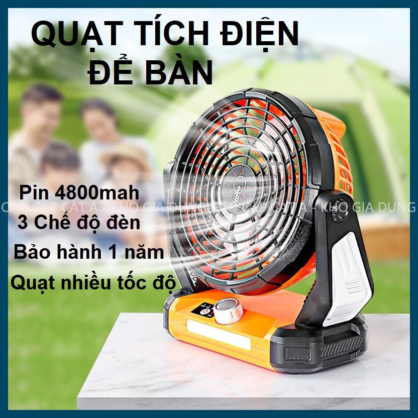 Quạt tích điện để bàn 4800mAh quạt sạc tích điện mini đa năng, treo tường, an toàn cho trẻ nhỏ