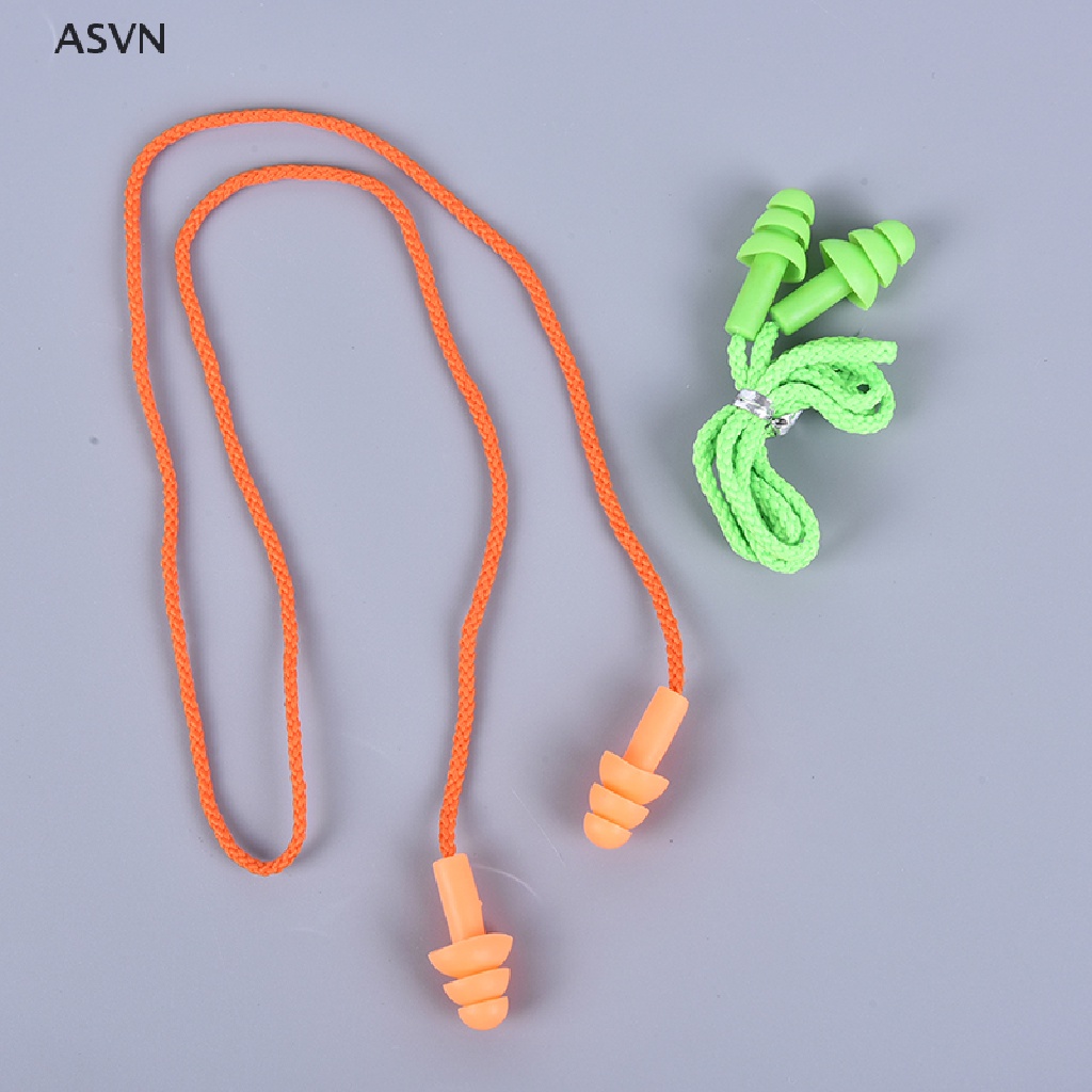 Asvn❤ Nút Bịt Tai Giảm Tiếng Ồn Bằng Silicone Kèm Dây Đeo Tiện Dụng Khi Đi Bơ