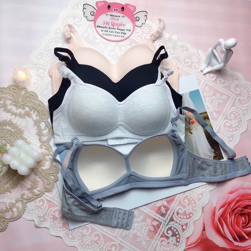 Áo lót nữ Cotton không gọng mút mỏng ôm ngực gọn gàng, chất liệu mút thông hơi mềm mại thoáng mát