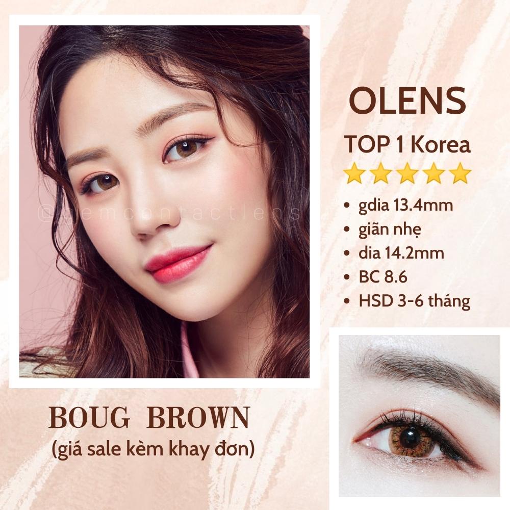 Áp Tròng Giãn Nhẹ BOUG BROWN HSd 3-6 Tháng OLENS KOREA  Lens Nâu Sáng Make Up Tây Phù Hợp Cho Mắt Nhạy Cảm