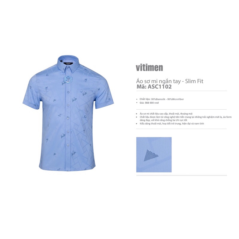 Giảm 10% sơ mi ngắn tay Vitimen