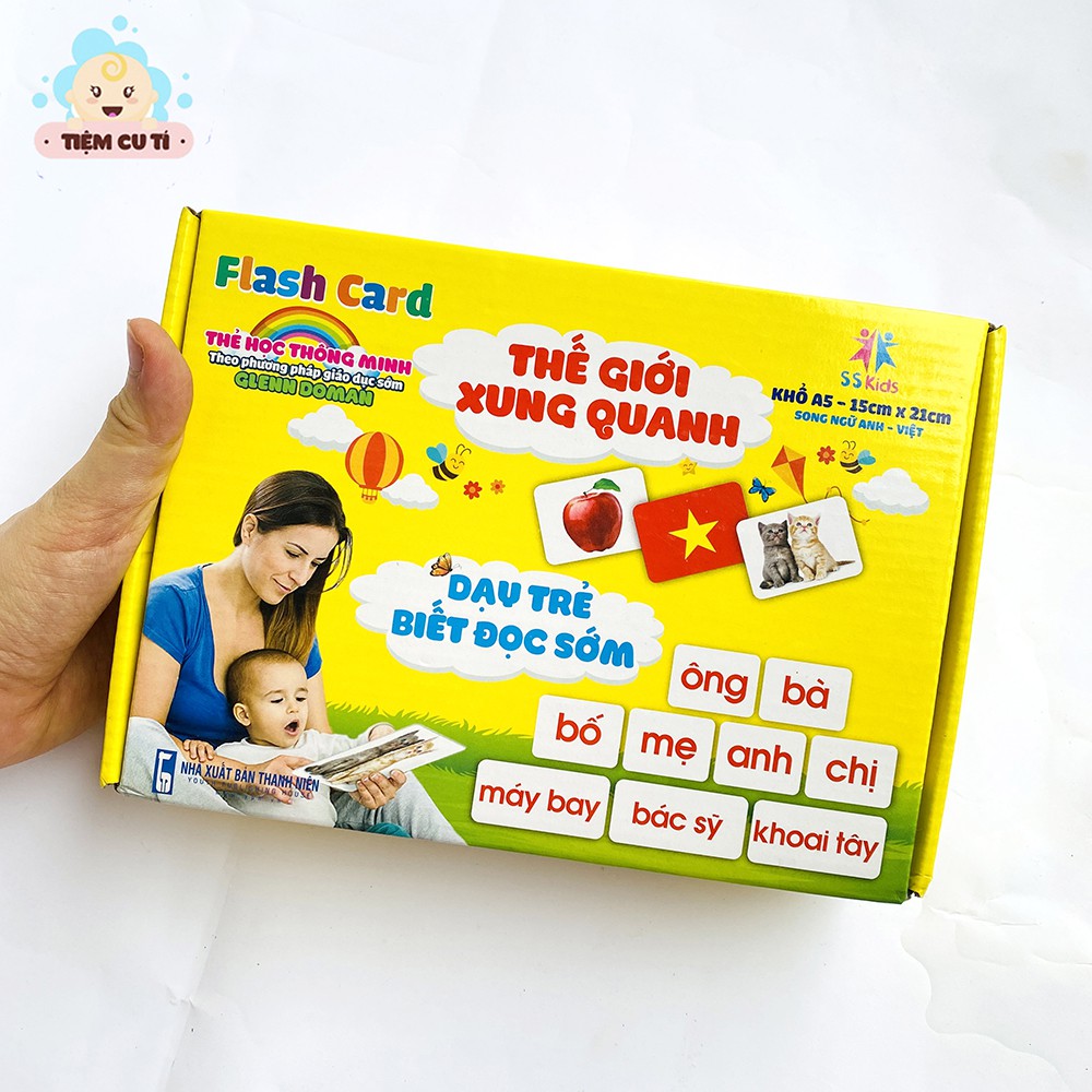 Bộ Thẻ Học Thông Minh 14 Chủ Đề, Flashcard loại To Song Ngữ Tiếng Anh dạy bé nhận biết về thế giới xung quanh