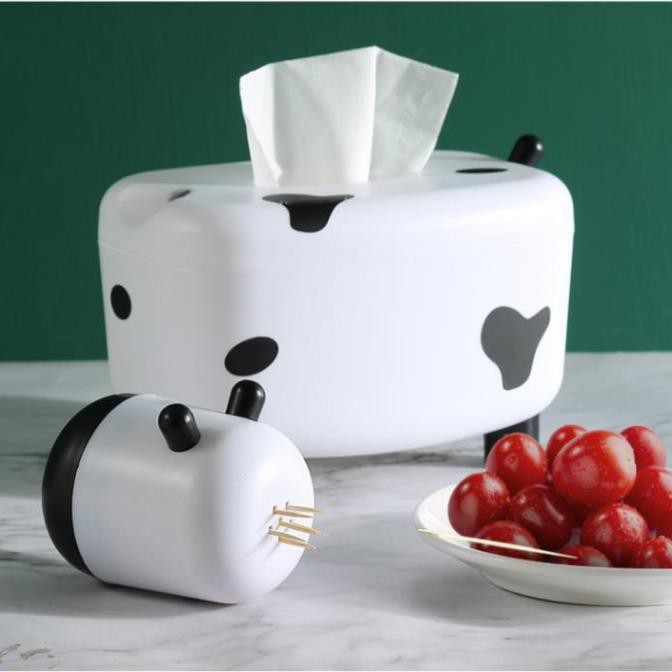 Con Bò Sữa Đựng Khăn Giấy Ăn Và Đựng Tăm Kết Hợp 2in1