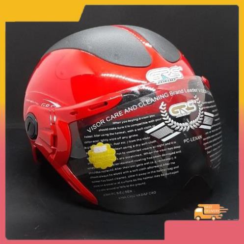 Mũ bảo hiểm chính hãng GRS A102K - Mũ bảo hiểm nửa đầu có kính thời trang dành cho chị em phụ nữ hoặc nam giới đầu nhỏ