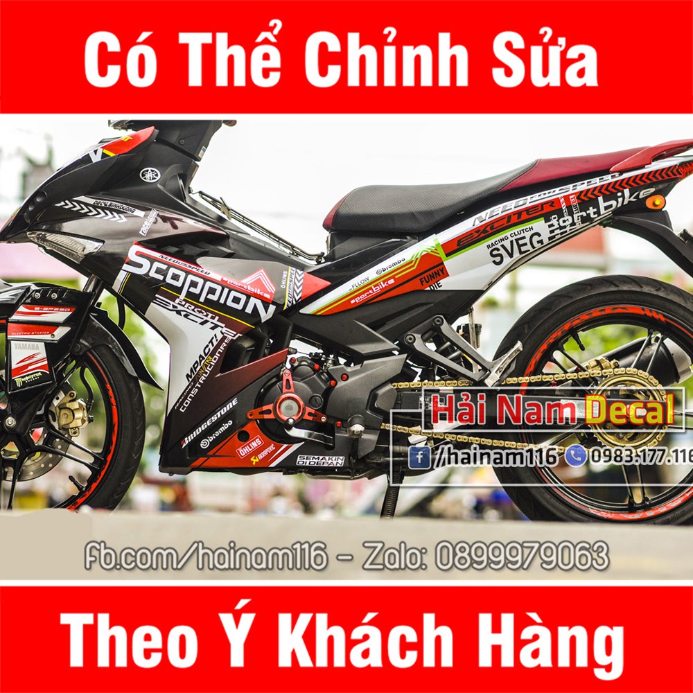 Tem Trùm Exciter 150 Đen Trắng Đỏ Scoppion