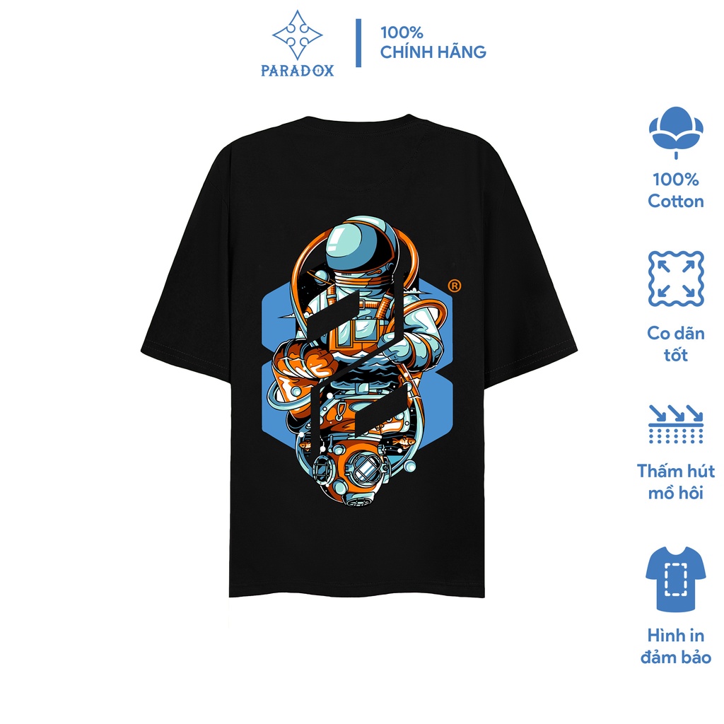 Áo thun form rộng Paradox tay lỡ - Unisex - In hình - THE ASTRONAUT - Màu đen | BigBuy360 - bigbuy360.vn