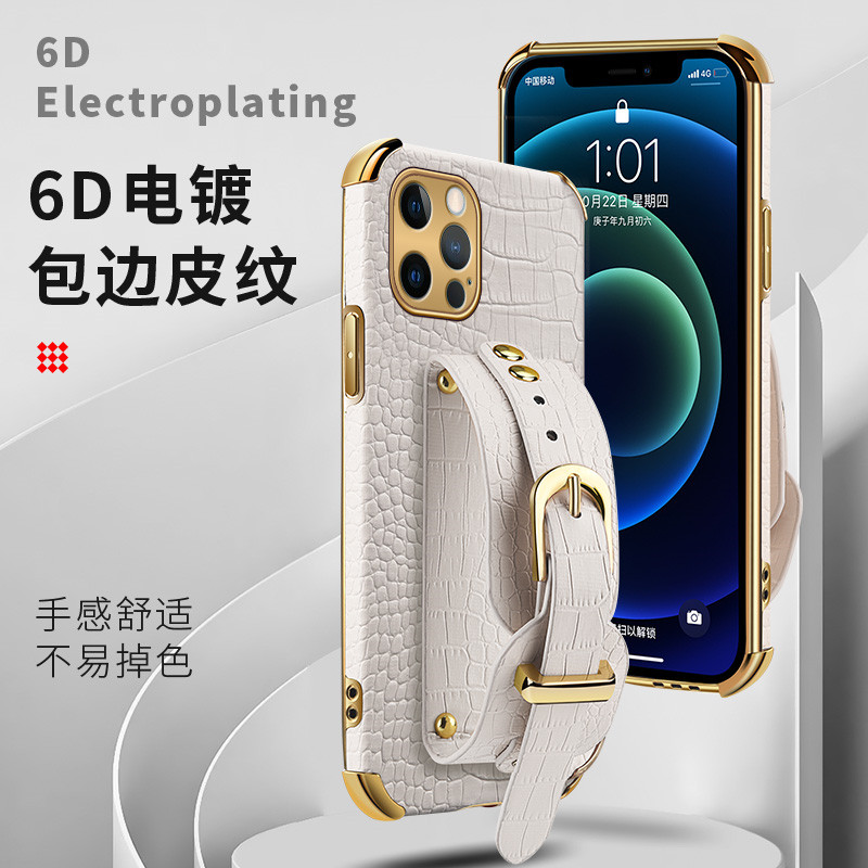 Ốp Lưng Da Cá Sấu 6d Kèm Dây Đeo Tay Cho Iphone 12 Mini 11 Pro X Xs Xr Max Se 2020 7 8 6 6s Plus