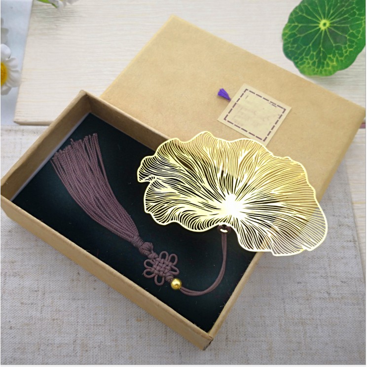 Bookmark đánh dấu trang vintage cho người yêu sách BK03 lá sen