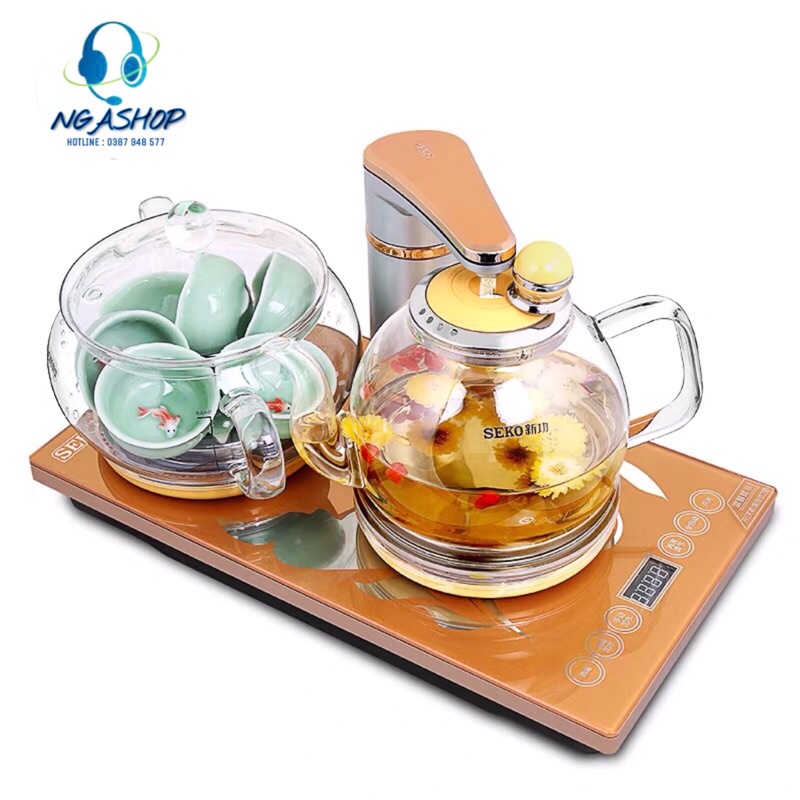 Bộ bếp ấm đun nước điện thuỷ tinh chịu nhiệt pha trà tại bàn thông minh tự động , cảm ứng siêu tốc đa năng SEKO -F92