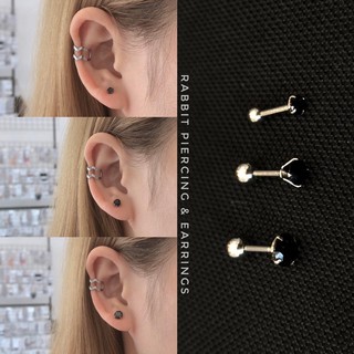 Khuyên tai đá đính kim đen thép y tế (giá 1 chiếc) - Ảnh thật shop chụp