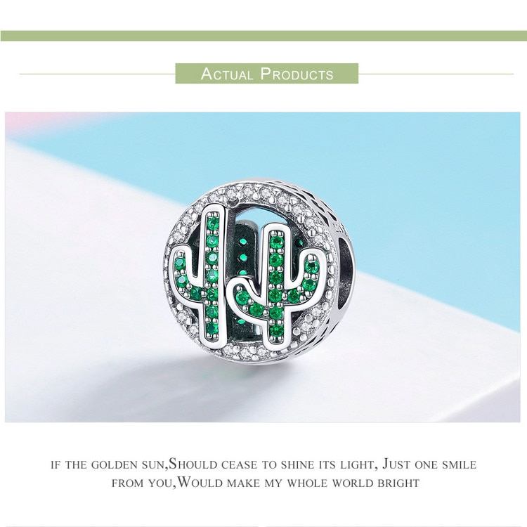 Hạt Trang Sức Bamoer Hình Cây Xương Rồng Xi Bạc S925 Đính Đá Zircon Độc Đáo