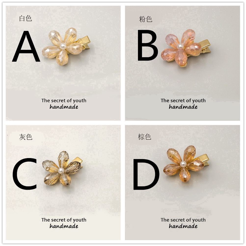 Kẹp tóc hoa đính đá pha lê phong cách Hàn Quốc dễ thương dành cho nữ