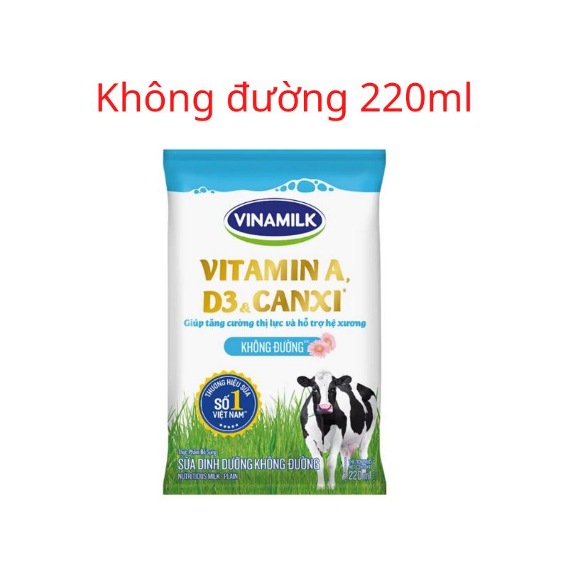 Sữa tươi tiệt trùng vinamilk bịch 220ml đủ vị date mới