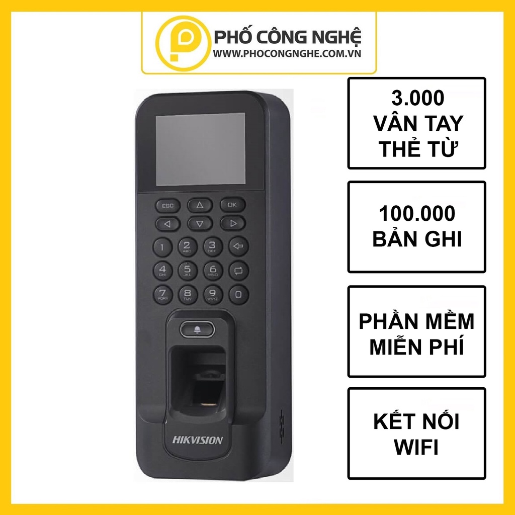 Máy chấm công vân tay và kiểm soát vào ra cửa HIKvision DS-K1T804AMF