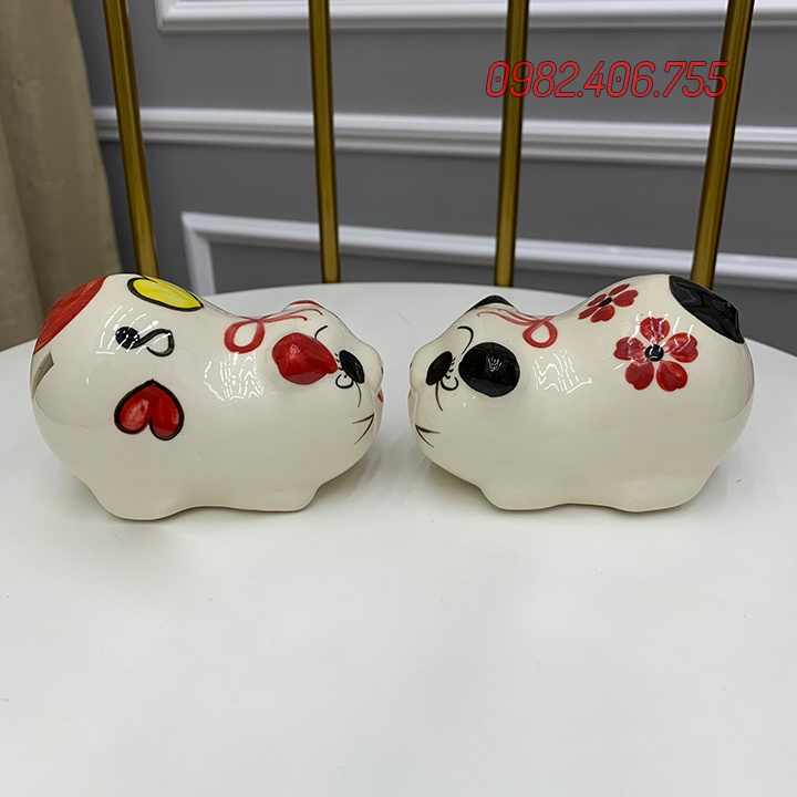 Ống heo đất tiết kiệm mini men sứ, lợn size nhỏ bé siêu dễ thương