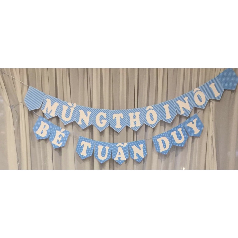 Dây chữ cái tên chữ giấy xếp chữ tên cho bé - phụ kiện sinh nhật thôi nôi Personalized Name Paper Happy Birthday Banner