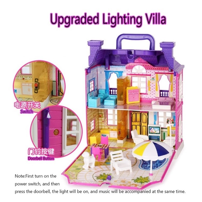 Bộ Đồ Chơi Nhà Búp Bê Heo Peppa Có Đèn Dễ Thương Làm Quà Tặng Sinh Nhật Cho Bé