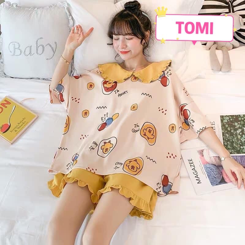 Bộ đồ ngủ nữ cộc tay cổ bèo mùa hè hình cute - TOMI BOUTIQUE | BigBuy360 - bigbuy360.vn