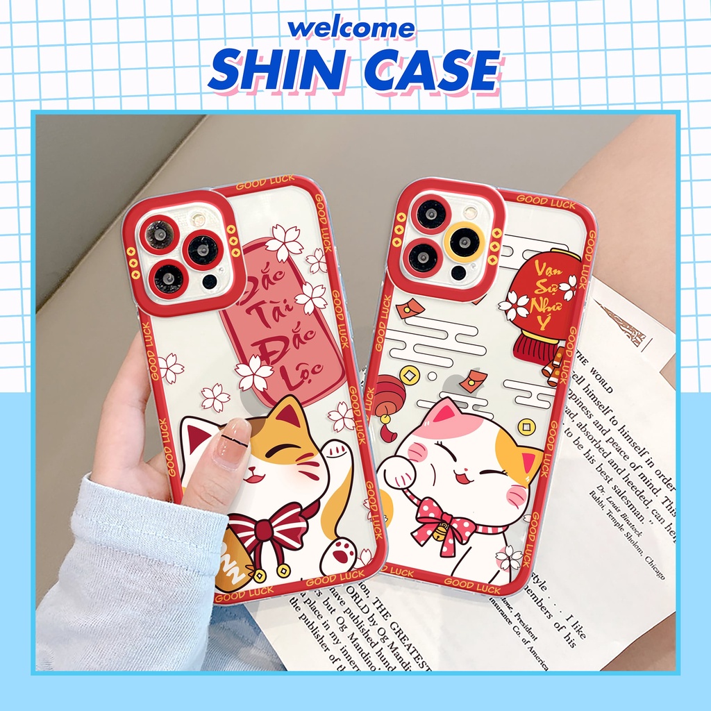 Ốp lưng iphone Lucky Cat cạnh vuông 6/6plus/6s/6splus/7/7plus/8/8plus/x/xr/xs/11/12/13/pro/max/plus/promax