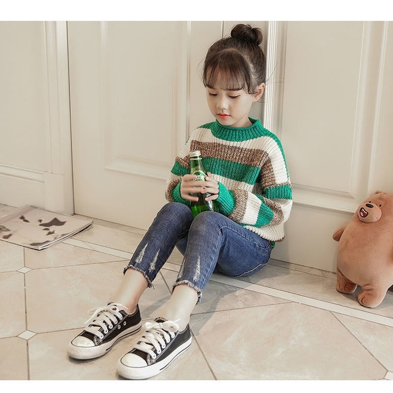 Áo Sweater lót nhung thời trang thu đông phong cách Hàn Quốc cho bé gái
