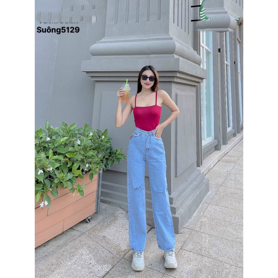 [VIDEO+FREESHIP ] QUẦN JEANS ỐNG RỘNG NỮ LƯNG CAO TUA TÚI PHỐI RÁCH 2 GỐI XANH NHẠT LAI CUỐN XỊN SÒ HADI MÁT MẺ