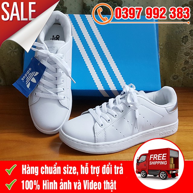 [MIỄN PHÍ SHIP] Giày Thể Thao Stan Smith Trắng Gót Bạc Giá Rẻ