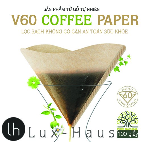 Giấy lọc cà phê coffee filter Pour over V60 drip hộp 100 tờ