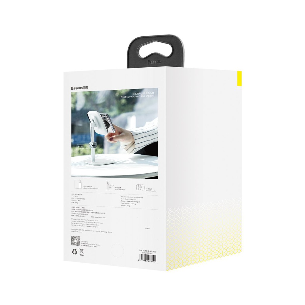 Đế giữ điện thoại máy tính bảng Baseus Holder Literary Youth nhôm nguyên khối chống bám vân tay chịu được sức nặng cao