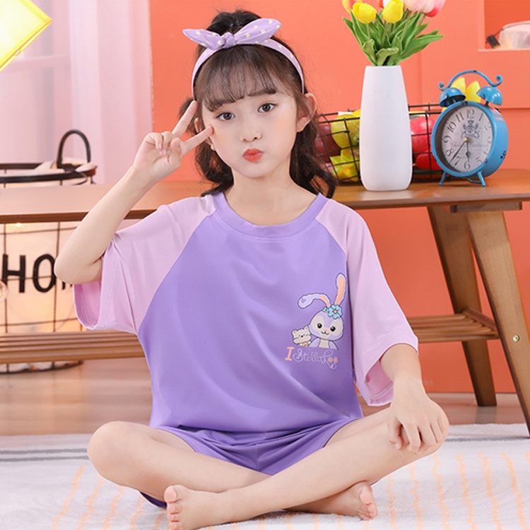 Bộ Đồ Ngủ Tay Ngắn Chất Cotton In Họa Tiết Dễ Thương Thời Trang Cho Bé Trai / Gái