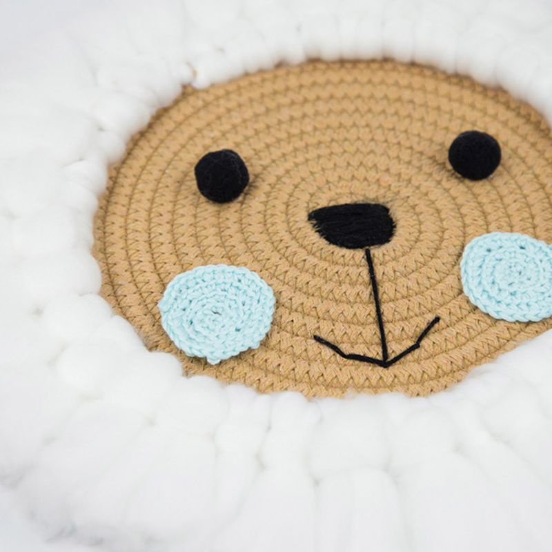 Phụ Kiện Treo Trang Trí Bằng Vải Cotton Đan Thủ Công Hình Đầu Sư Tử / Cừu Cho Phòng Trẻ Em
