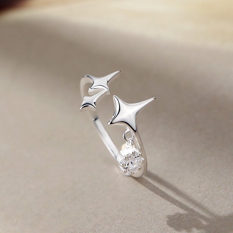 Nhẫn Hở Hình Ngôi Sao Bốn Cánh Tùy Chỉnh Thời Trang Vintage Cho Nữ