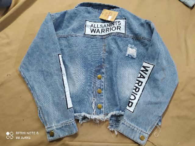 Áo khoác jean nữ form lững Warrior dưới 58Kg xanh nhạt loại 1