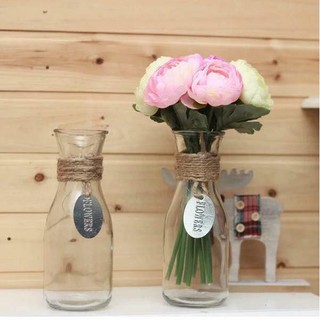 Combo 4 chai thủy tinh chai eo 350 ml đựng sinh tố,nước ép, làm bình để trang trí, trồng cây