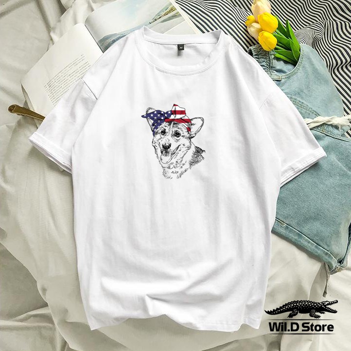 áo thun tay lỡ CHÚ CHÓ USA