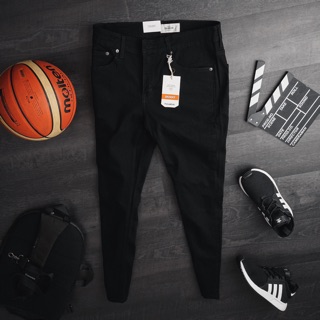 Quần jean nam PULL&BEAR đen trơn - JUSTINSHOP